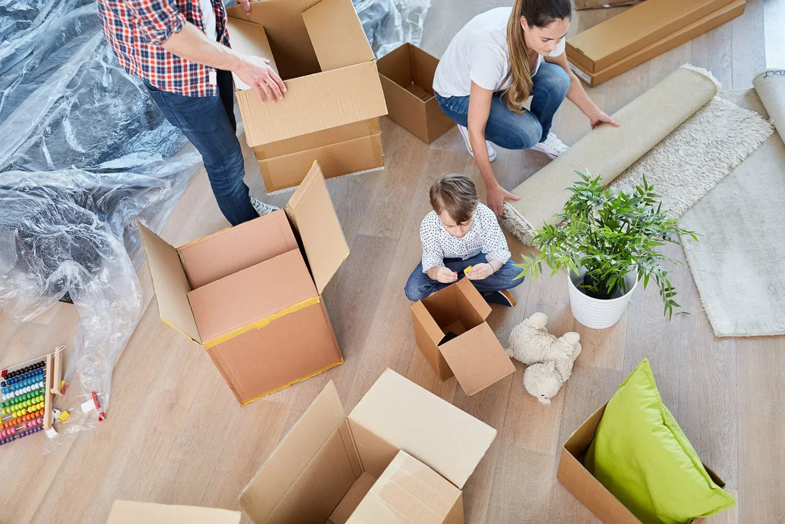 Family moving into their new home